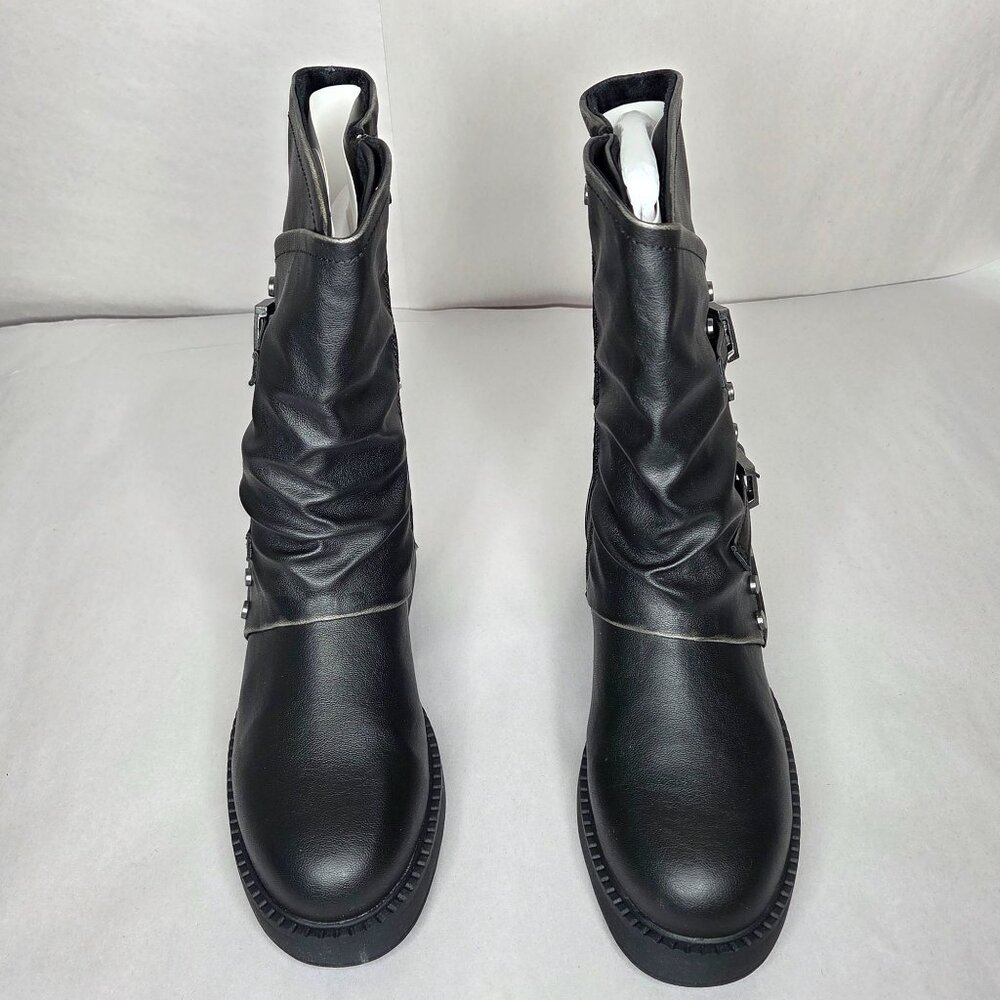 NWT Blowfish Malibu Venice Black Distressed Vegan Faux Leather Boots - Picture 2 of 6